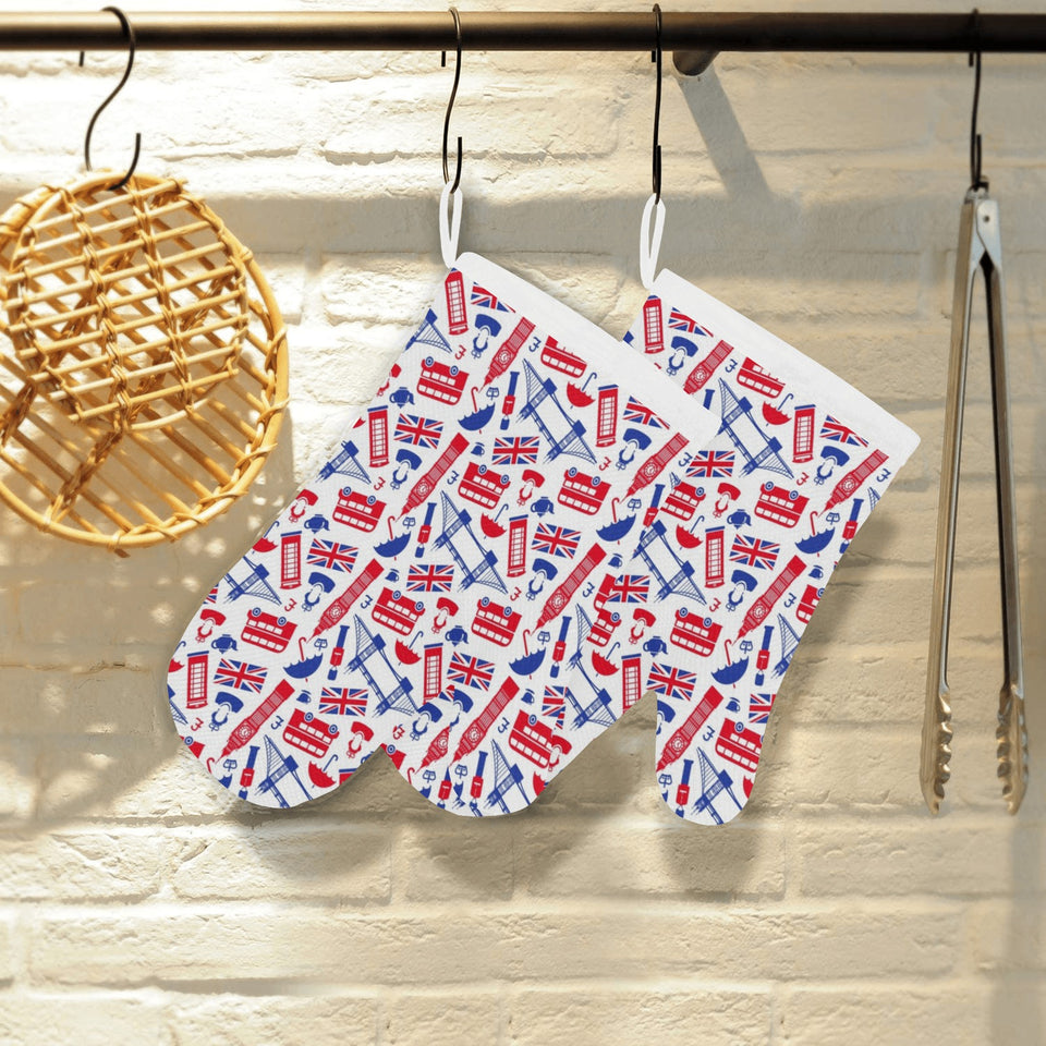British Pattern Print Design 01 Heat Resistant Oven Mitts