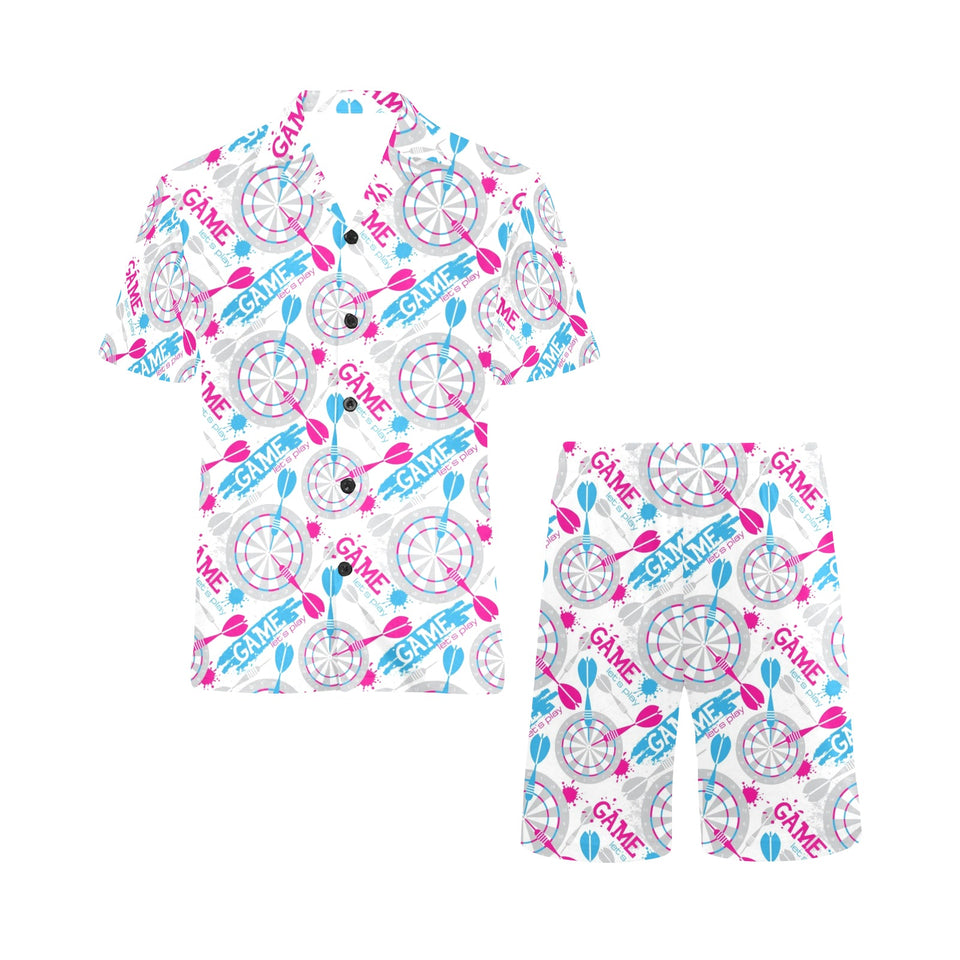 Darts Pattern Print Design 01 Men's V-Neck Short Pajama Set