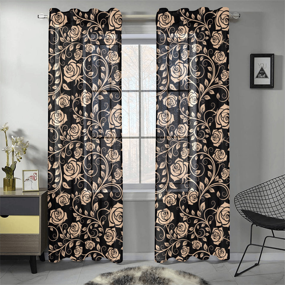 Rose Pattern Print Design 04 Gauze Curtain