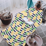 Pineapples pattern striped background Blanket Robe with Sleeves