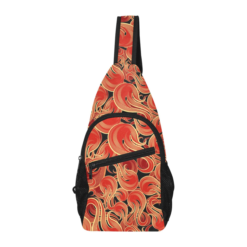 Fire flame pattern All Over Print Chest Bag