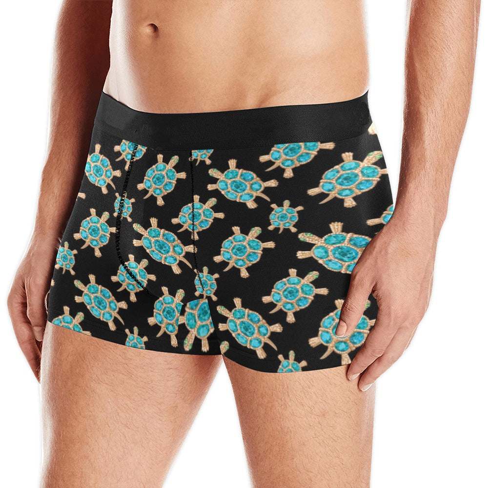 Sea turtle blue stone pattern Men's All Over Print Boxer Briefs Men's Underwear