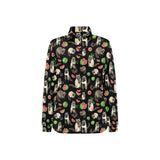 Raccoon watermelon pattern Women's Long Sleeve Polo Shirt