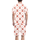 Daruma japanese wooden doll design pattern Men's V-Neck Short Pajama Set