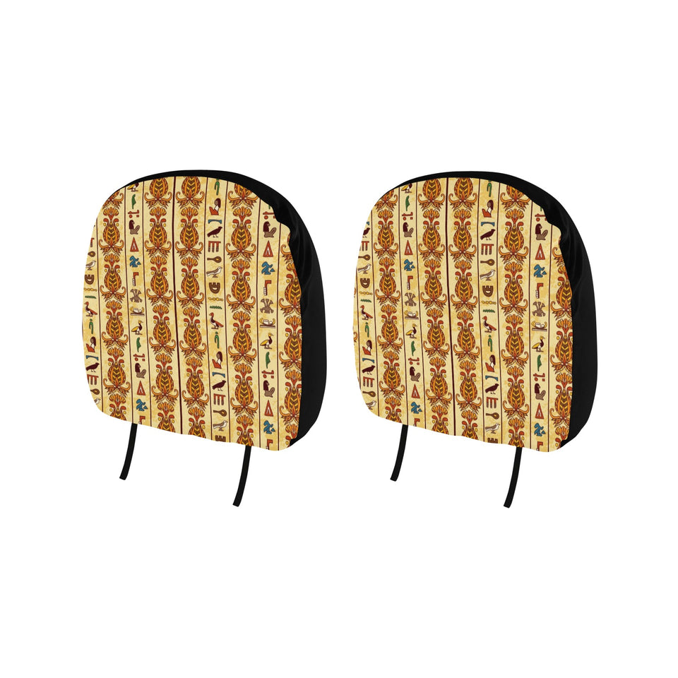 Egypt Hieroglyphics Pattern Print Design 04 Car Headrest Cover