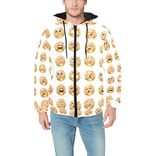 Hamburger Pattern Print Design 04 Men's Padded Hooded Jacket