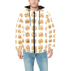Hamburger Pattern Print Design 04 Men's Padded Hooded Jacket
