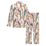 Peacock tropical flower pattern Men's Long Pajama Set
