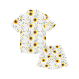 beautiful sunflowers pattern Kids' Boys' Girls' V-Neck Short Pajama Set