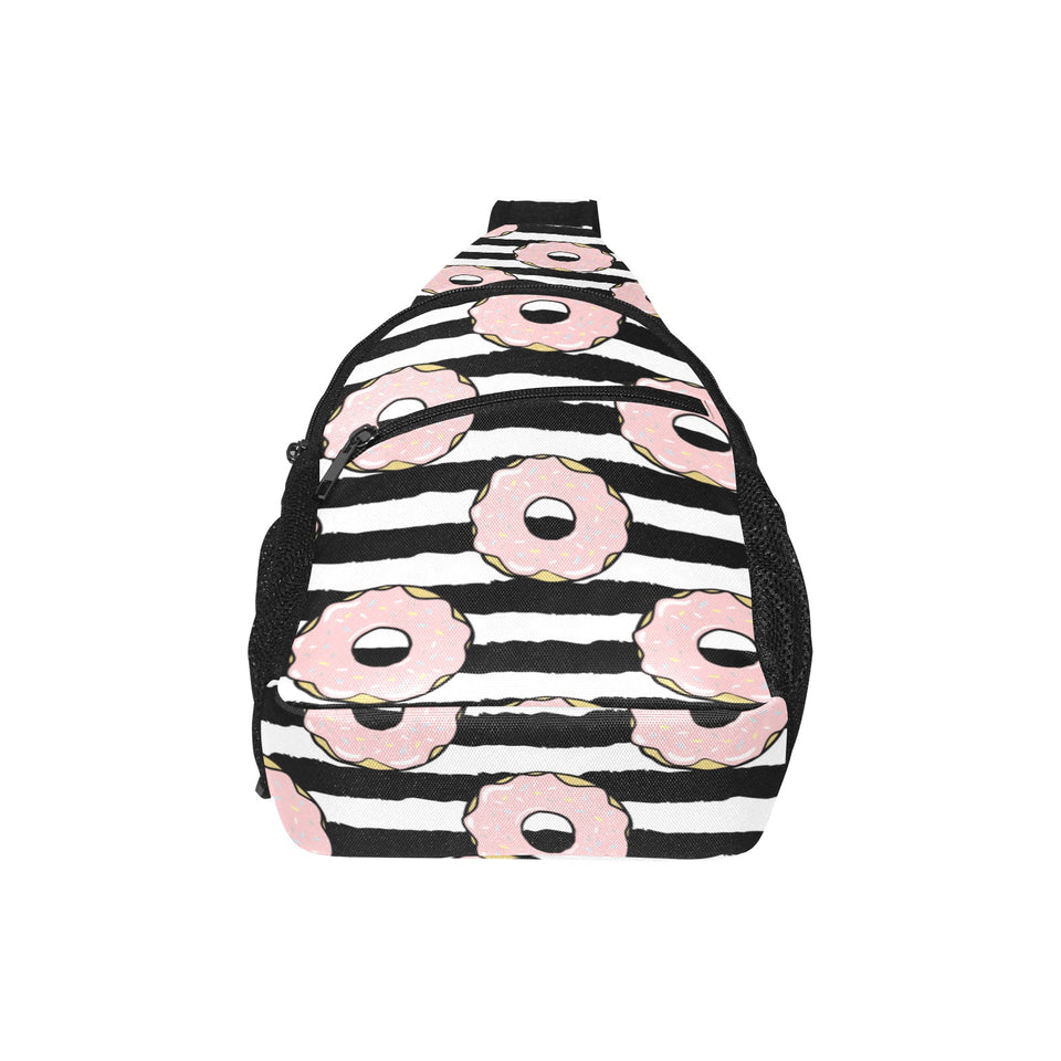 Donuts pink icing striped pattern All Over Print Chest Bag