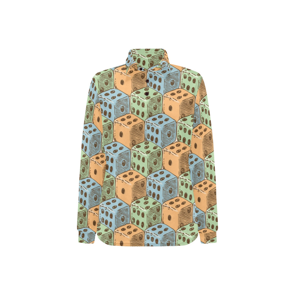 Dice Pattern Print Design 05 Women's Long Sleeve Polo Shirt