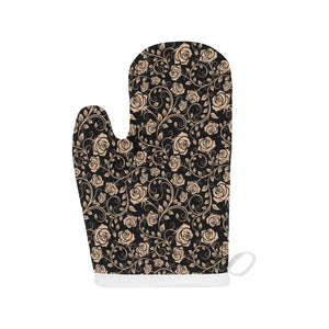 Rose Pattern Print Design 04 Heat Resistant Oven Mitts