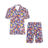 Goldfish Pattern Print Design 04 Men's V-Neck Short Pajama Set