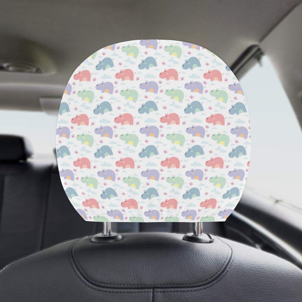 Hippopotamus Pattern Print Design 03 Car Headrest Cover