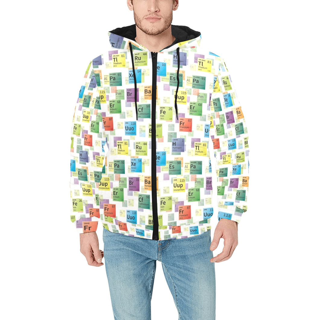 Chemistry Periodic Table Pattern Print Design 05 Men's Padded Hooded Jacket