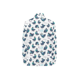 Pigeon Pattern Print Design 02 Women's Long Sleeve Polo Shirt