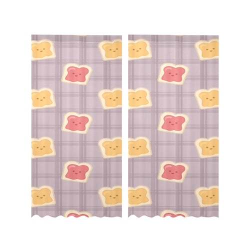 Bread Toast Pattern Print Design 05 Gauze Curtain