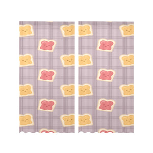 Bread Toast Pattern Print Design 05 Gauze Curtain