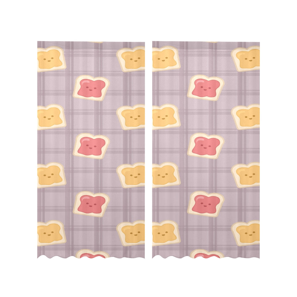 Bread Toast Pattern Print Design 05 Gauze Curtain
