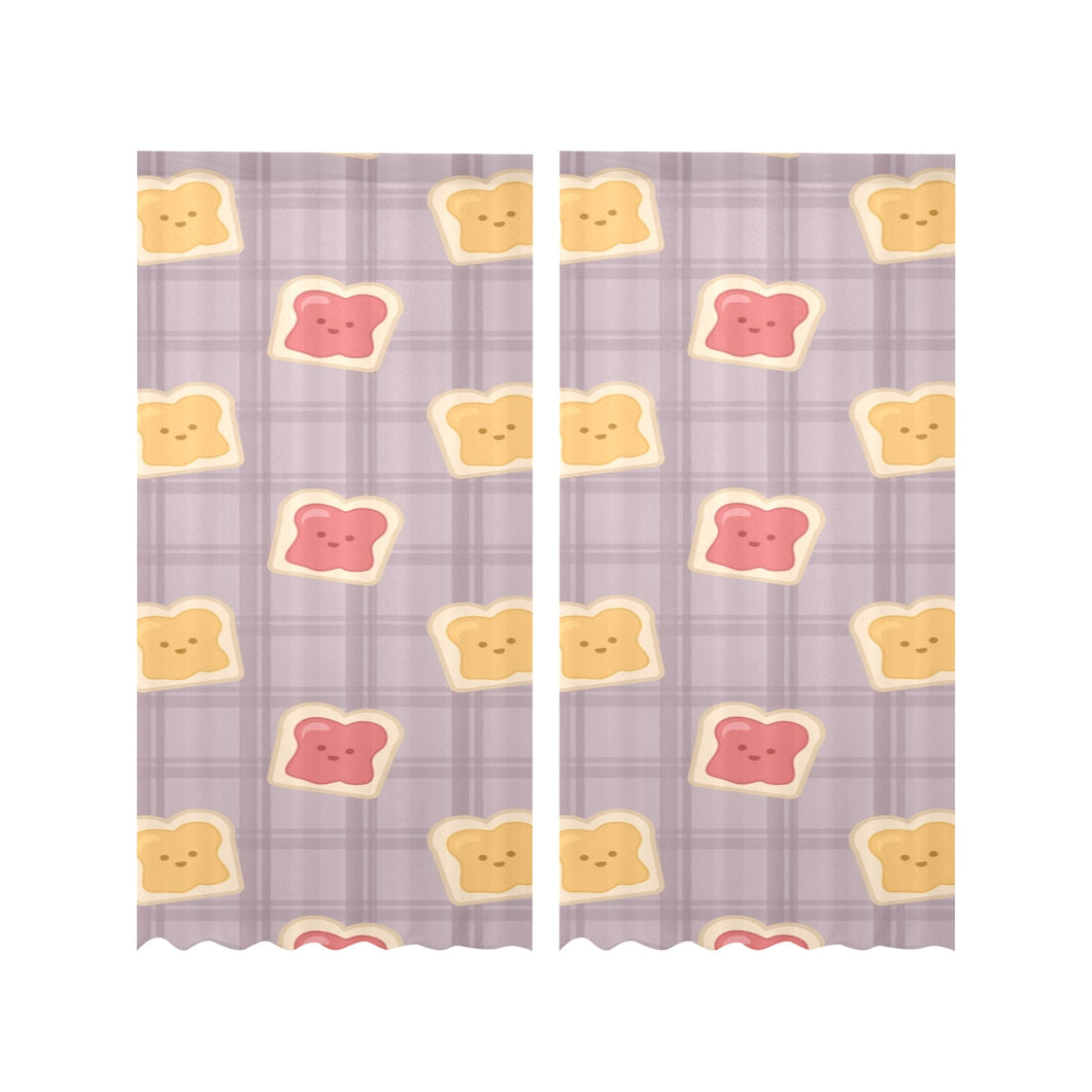 Bread Toast Pattern Print Design 05 Gauze Curtain
