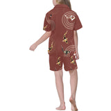 Koi Fish Carp Fish red background Kids' Boys' Girls' V-Neck Short Pajama Set