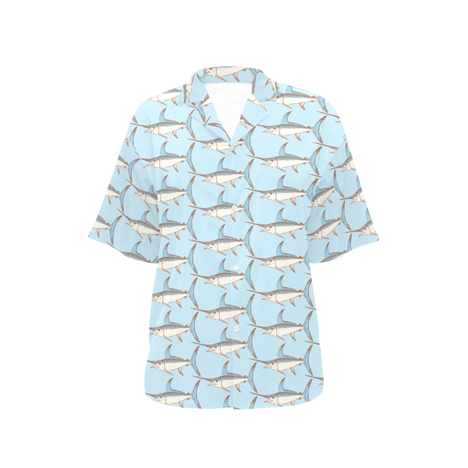 Swordfish Pattern Print Design 01 Women's All Over Print Hawaiian Shirt