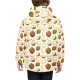 Coconut Pattern Print Design 05 Kids' Boys' Girls' Padded Hooded Jacket
