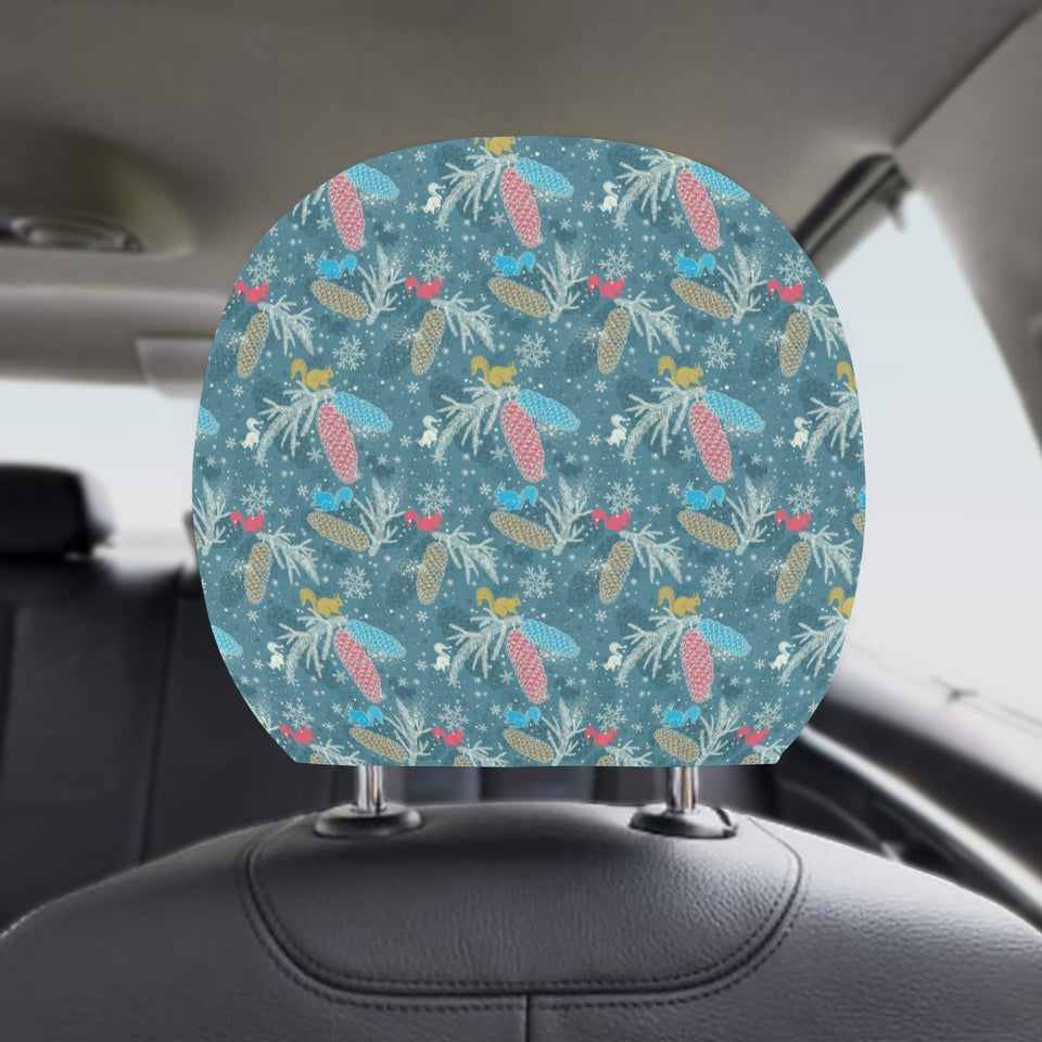 Squirrel Pattern Print Design 01 Car Headrest Cover