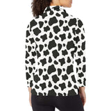 Cow skin pattern Women's Long Sleeve Polo Shirt