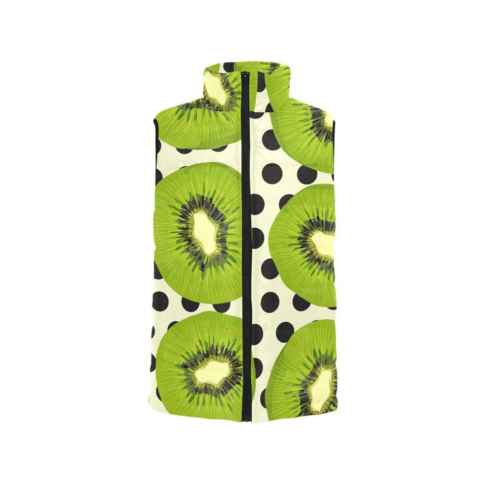 kiwi black dot background Women's Padded Vest