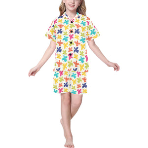 Pigeon Pattern Print Design 01 Kids' Boys' Girls' V-Neck Short Pajama Set