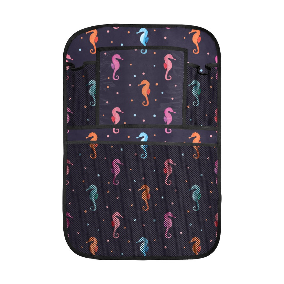 Watercolor colorful seahorse pattern Car Seat Back Organizer