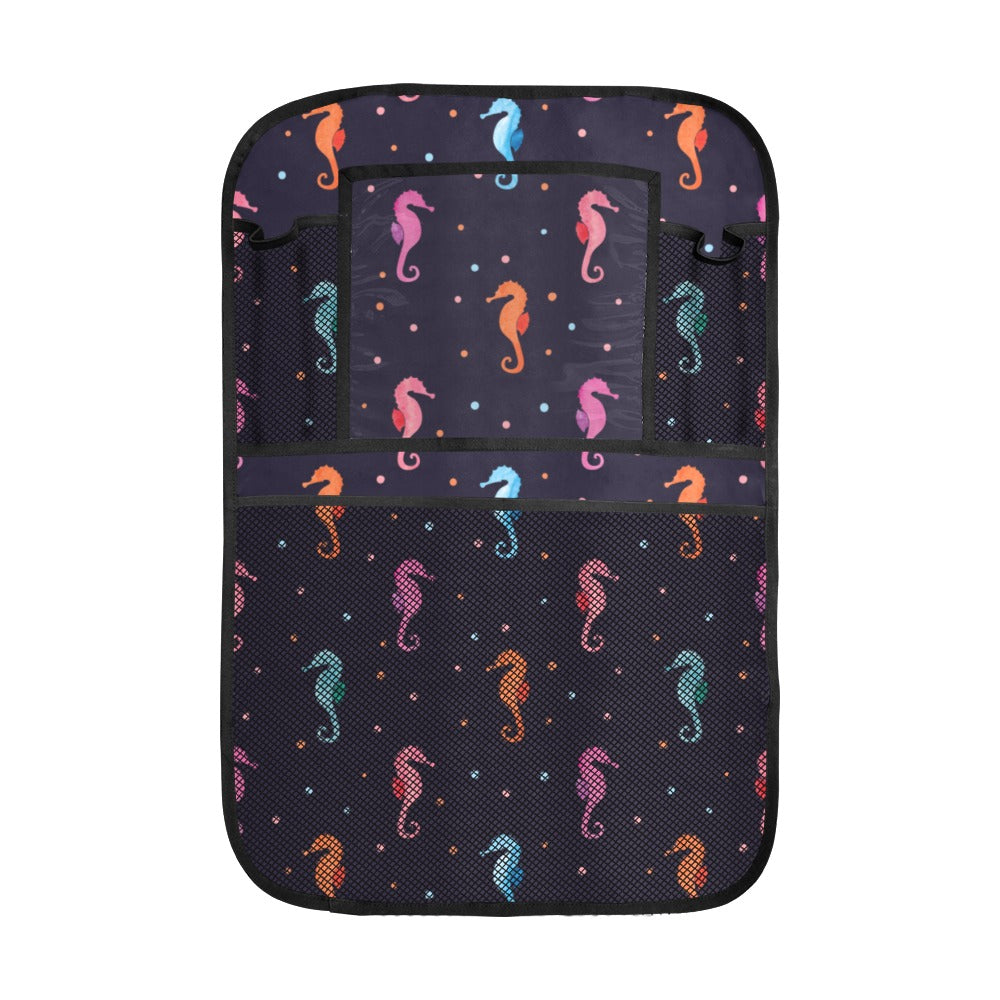 Watercolor colorful seahorse pattern Car Seat Back Organizer