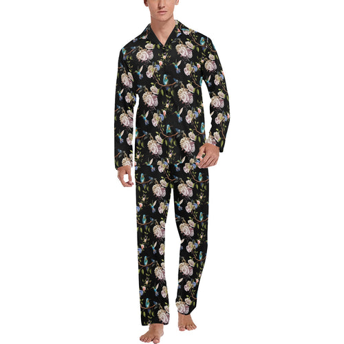 Hummingbird Pattern Print Design 03 Men's Long Pajama Set