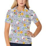 Math Pattern Print Design 04 Women's All Over Print Polo Shirt