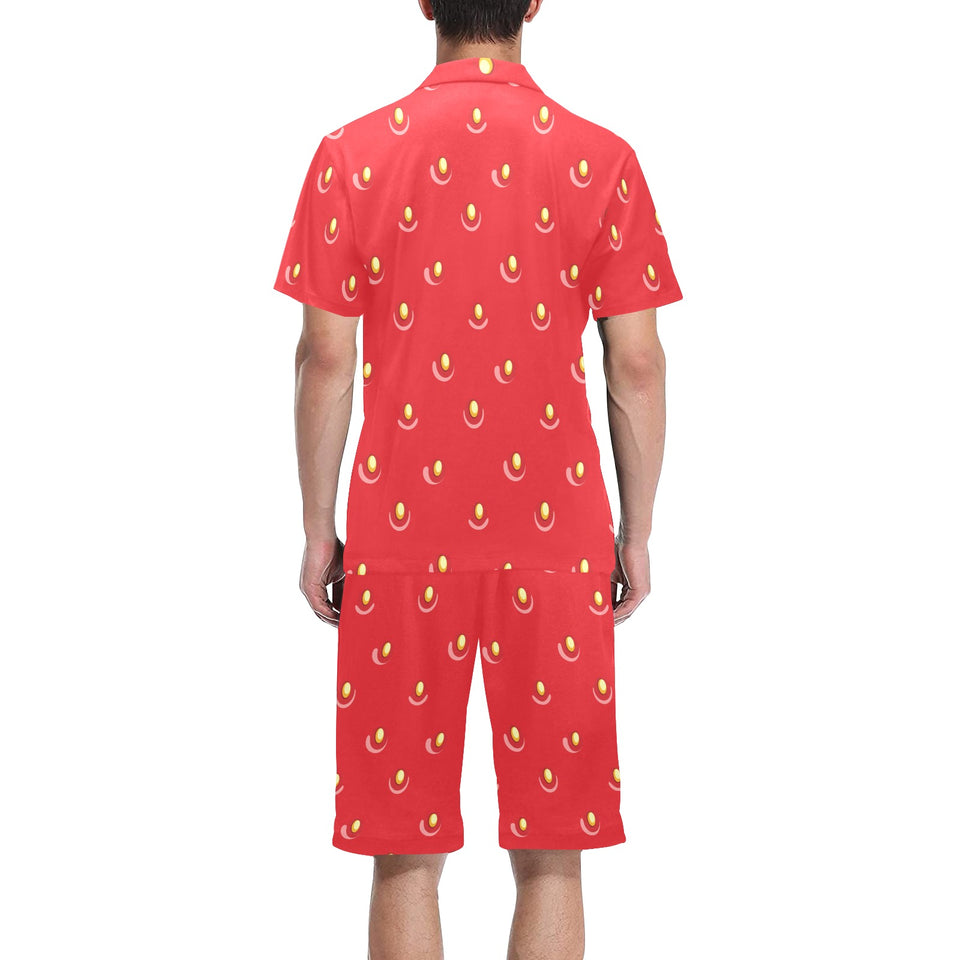 strawberry texture skin pattern Men's V-Neck Short Pajama Set