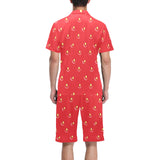 strawberry texture skin pattern Men's V-Neck Short Pajama Set