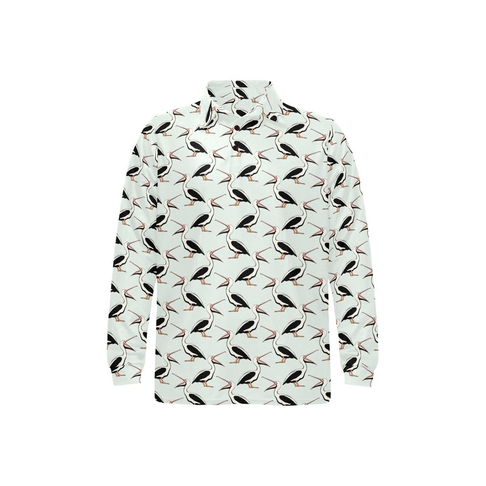 Pelican Pattern Print Design 02 Men's Long Sleeve Polo Shirt
