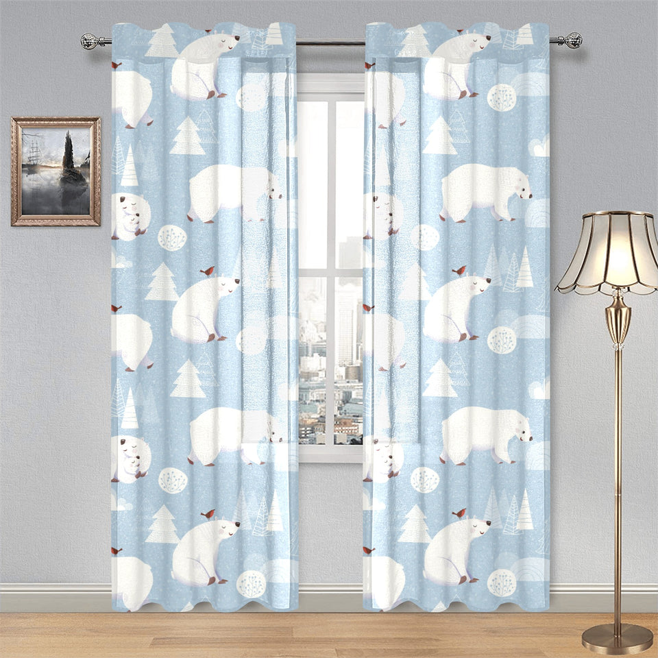 Cute polar bears Christmas decoration pattern Gauze Curtain