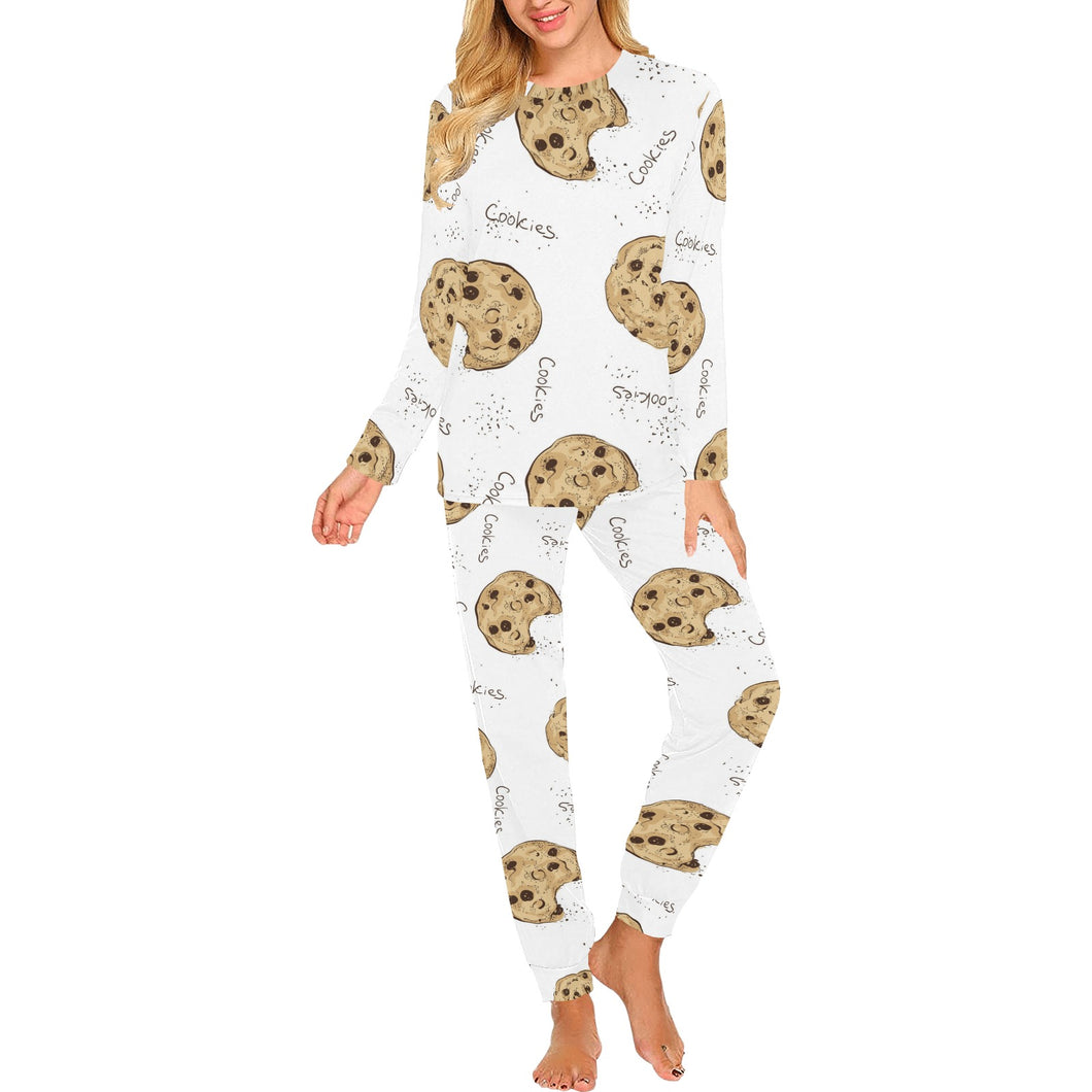 Sketch style cookie pattern Women's All Over Print Pajama Set