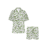 Hand drawn sketch style green Chili peppers patter Women's V-Neck Short Pajama Set