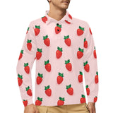 Strawberry beautiful pattern Men's Long Sleeve Polo Shirt