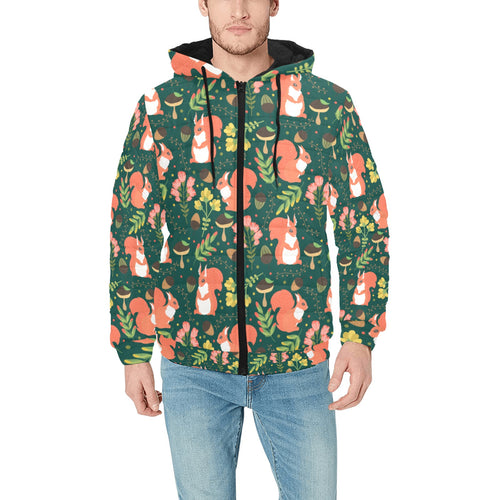 Squirrel Pattern Print Design 03 Men's Padded Hooded Jacket