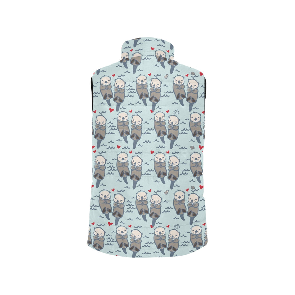 Lovely Sea Otter Pattern Women's Padded Vest