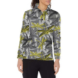 Hand drawn dragonfly pattern Women's Long Sleeve Polo Shirt