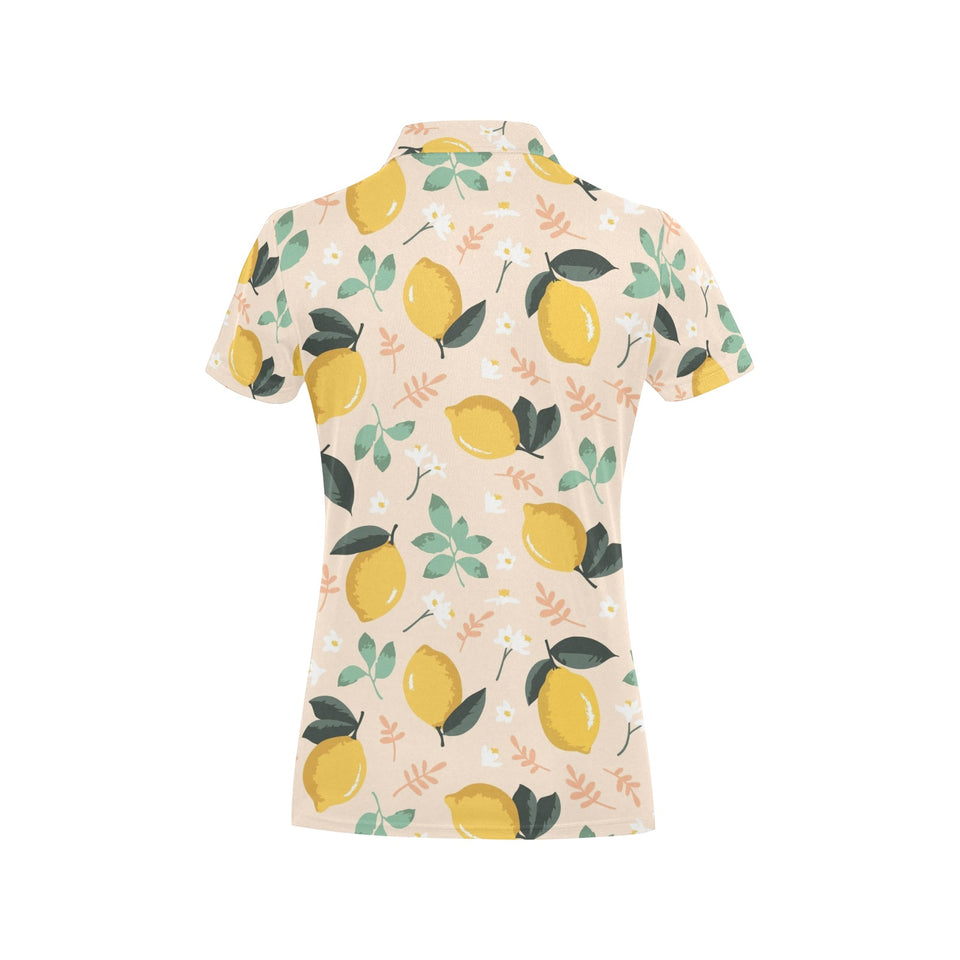 lemon flower leave pattern Women's All Over Print Polo Shirt