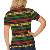 Canabis Marijuana Weed Pattern Print Design 04 Women's All Over Print Polo Shirt