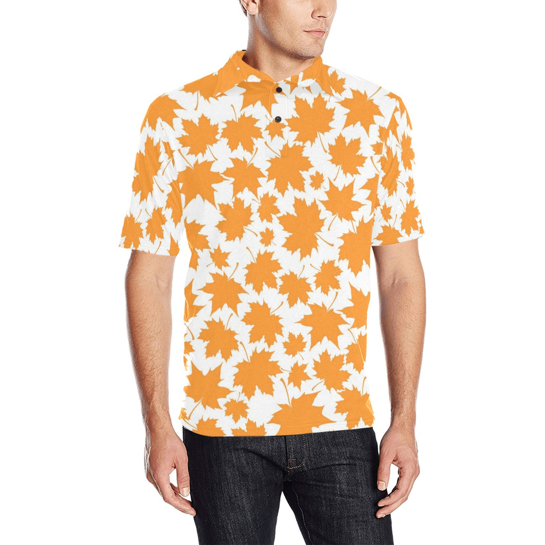 Orange Maple Leaf pattern Men's All Over Print Polo Shirt