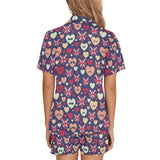 British Pattern Print Design 02 Women's V-Neck Short Pajama Set