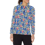 Popcorn Pattern Print Design 01 Women's Long Sleeve Polo Shirt